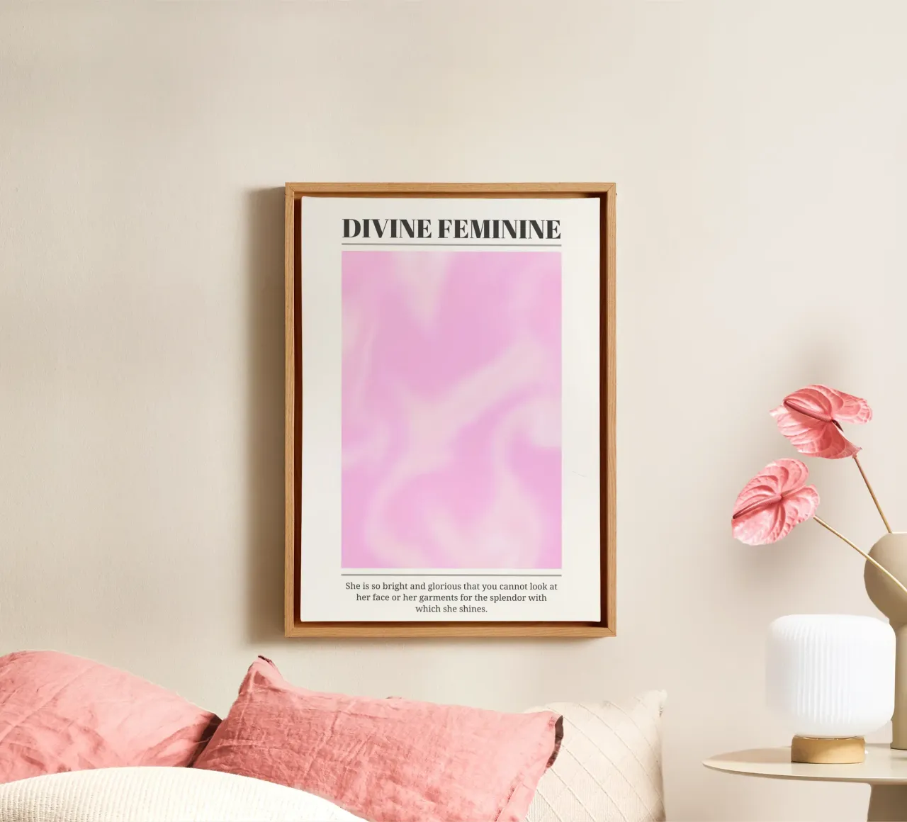 Divine Feminine Pink Aura Gradient Art Print canvas met Baklijst van homdeco