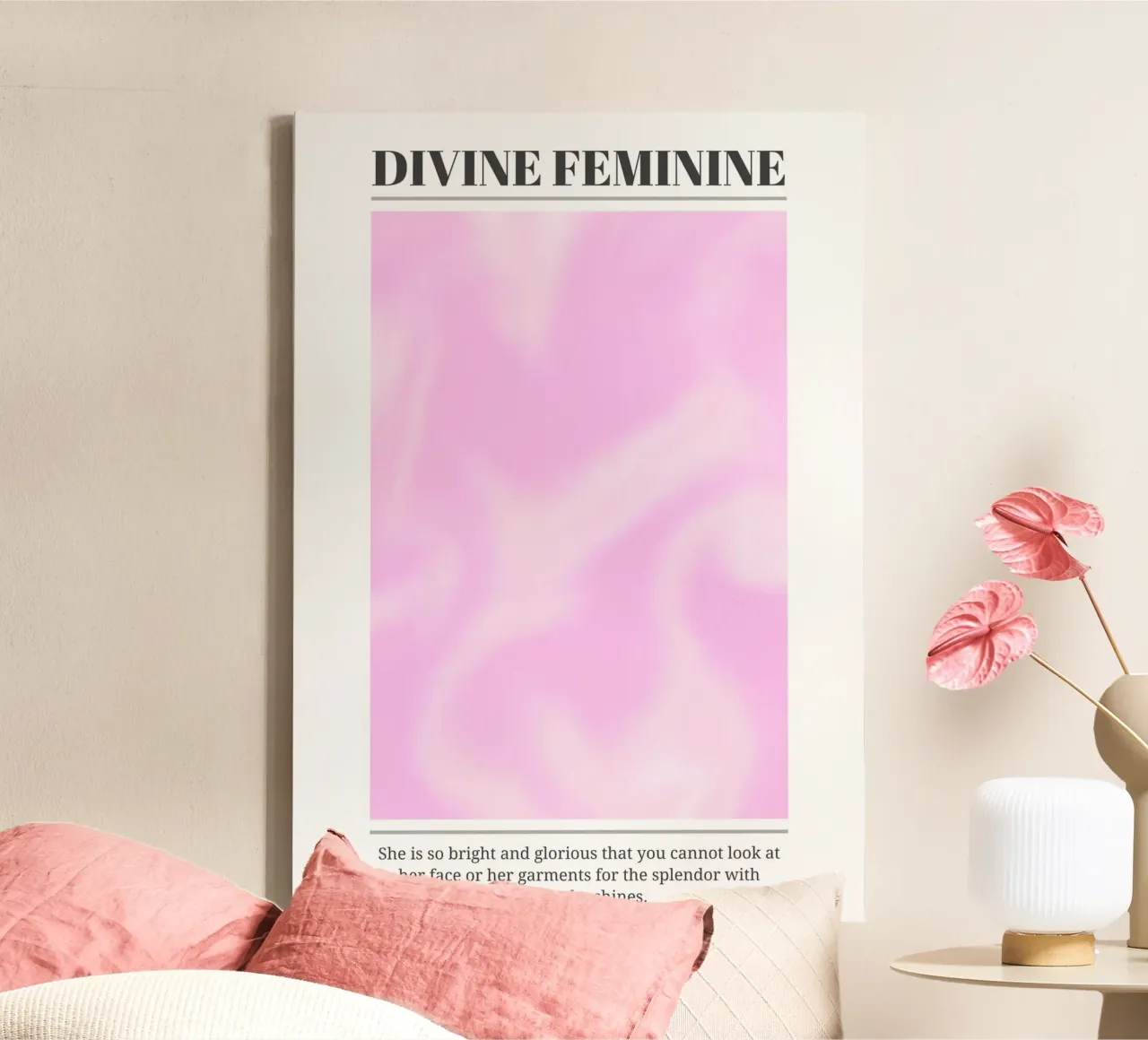 Divine Feminine Pink Aura Gradient Art Print canvas met Baklijst van homdeco