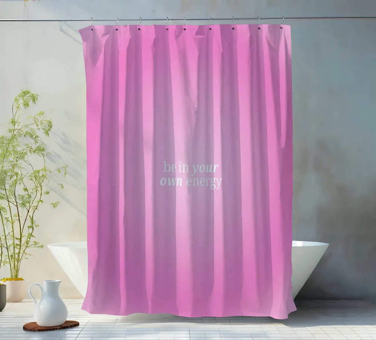 Be In Your Own Energy - Roze Aura Kleurverloop Print douchegordijn van homdeco