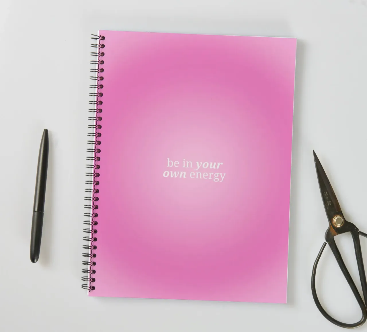 Be In Your Own Energy - Pink Aura Gradient Print spiral notebook by homdeco