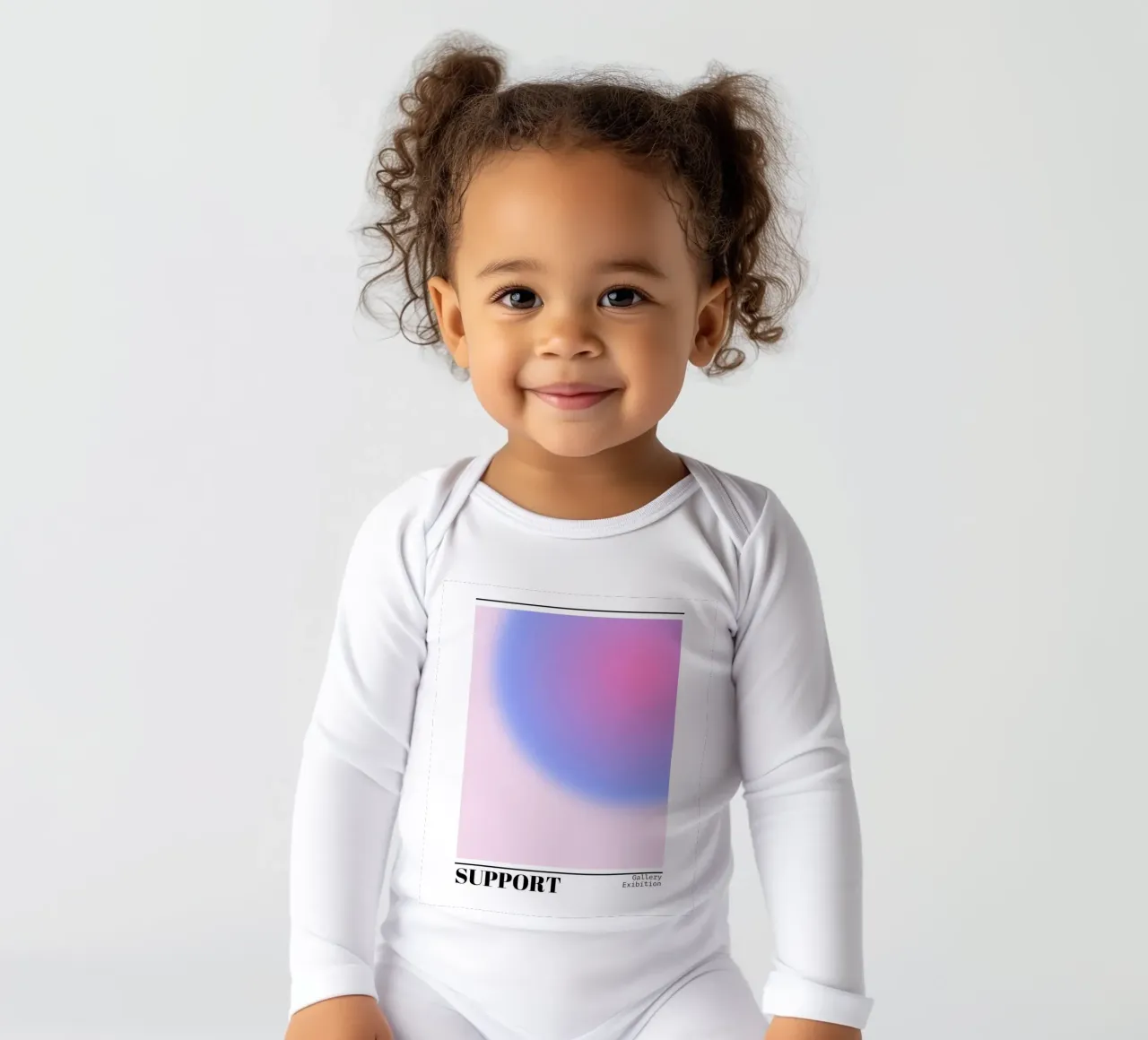Support Aura Gradient Art Print - Gallery Exhibition long-sleeve baby romper by homdeco
