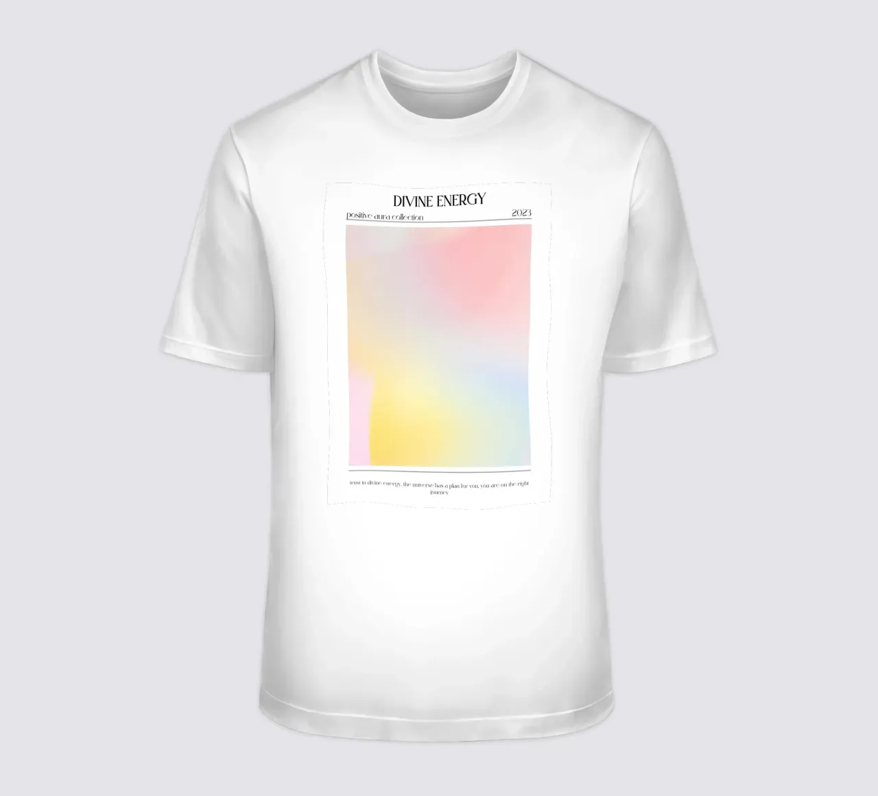 Goddelijke Energie 2023 - Positieve Aura Kleurverloop Print t-shirt van homdeco