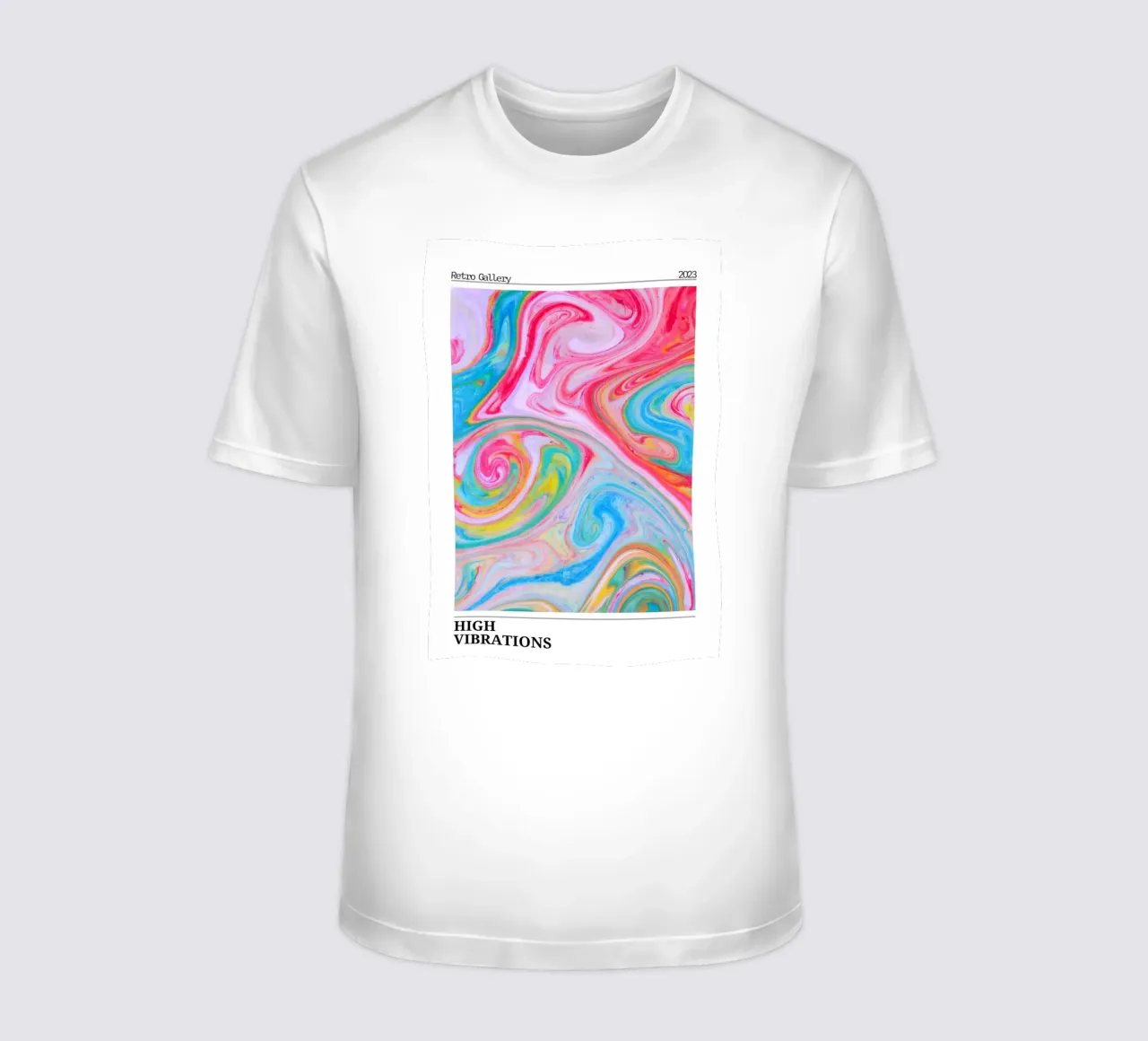 Retro Gallery 2023 - Hohe Vibrationen Wirbel Kunstdruck T-Shirt von homdeco