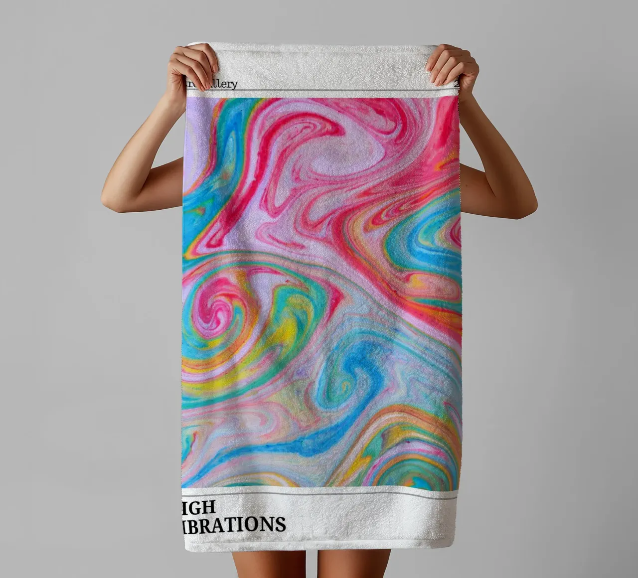 Retro Gallery 2023 - High Vibrations Swirl Art Print towel by homdeco