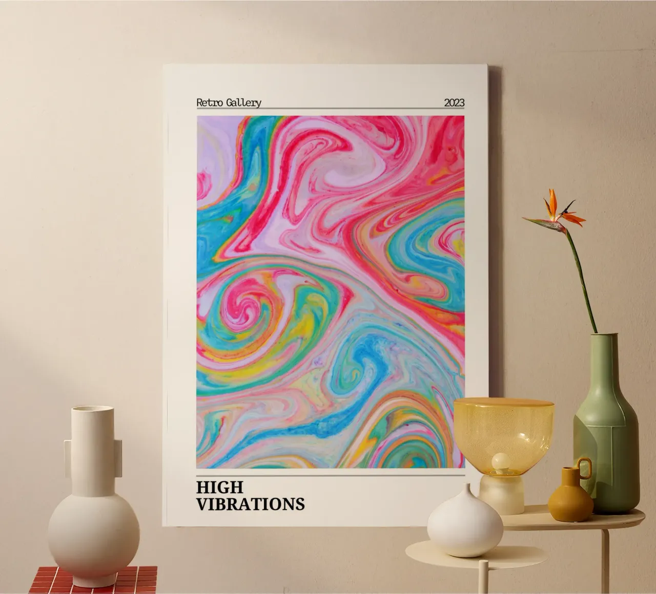 Retro Gallery 2023 - High Vibrations Swirl kunstdruk canvas van homdeco