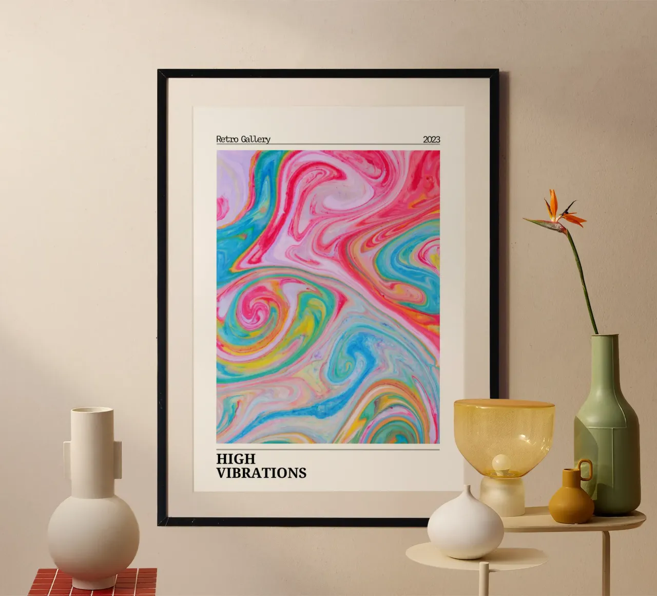 Retro Gallery 2023 - Hohe Vibrationen Wirbel Kunstdruck Hahnemühle von homdeco
