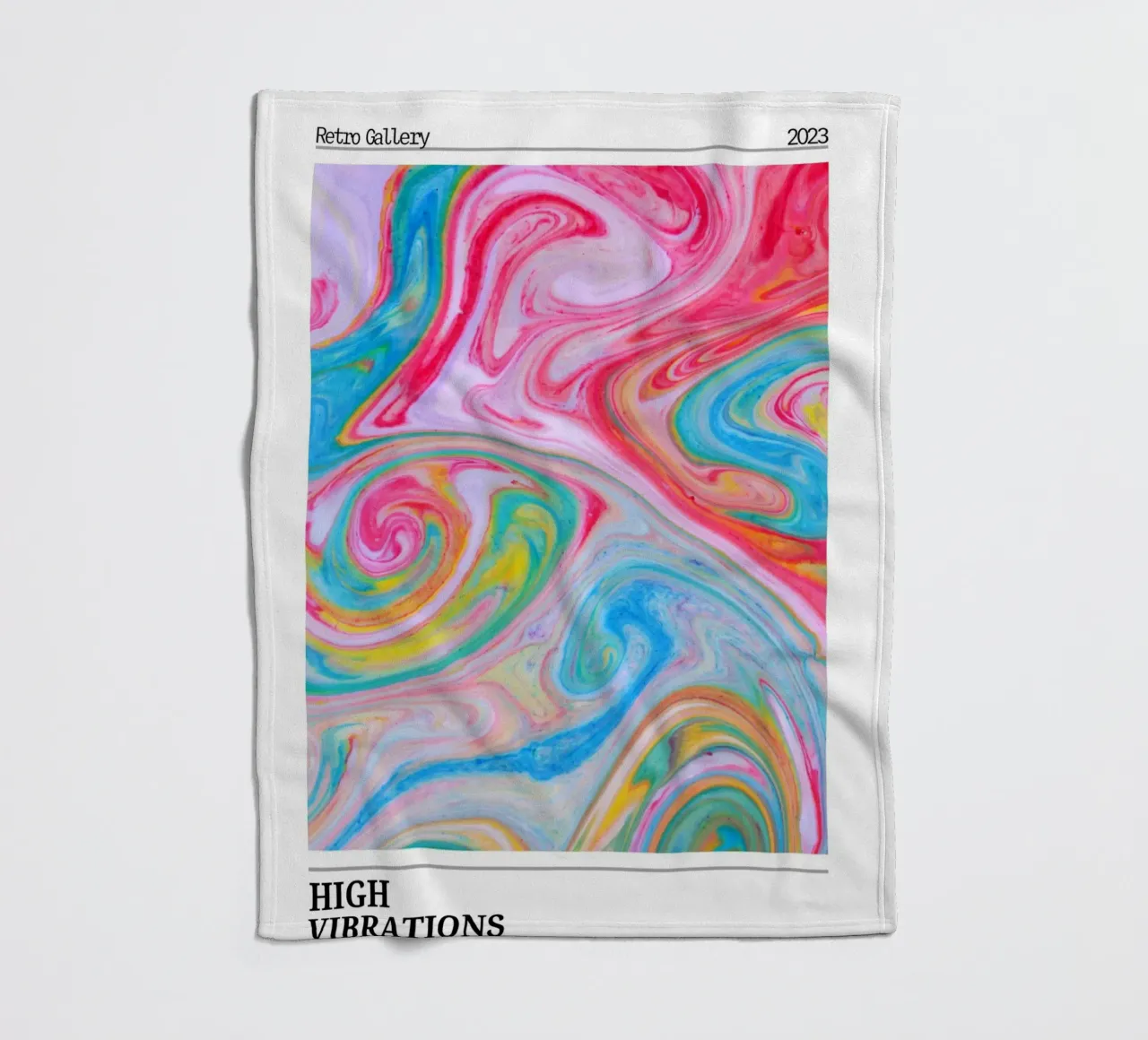 Retro Gallery 2023 - High Vibrations Swirl kunstdruk fleecedeken van homdeco