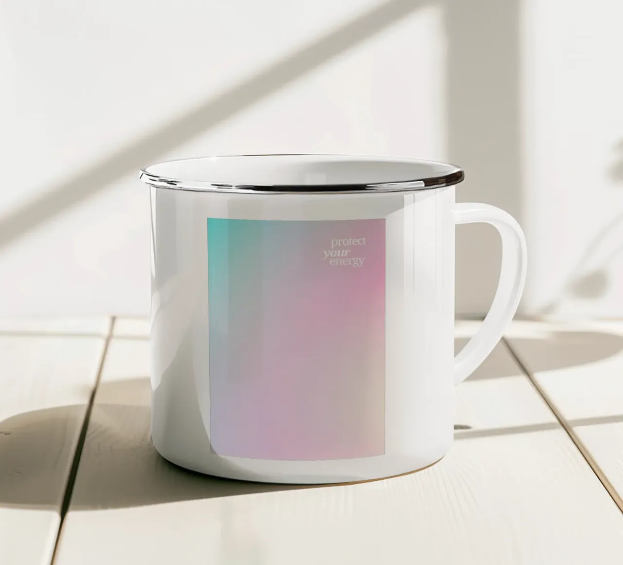 Bescherm je energie Pastel Aura Kleurverloop Print emaille mok van homdeco