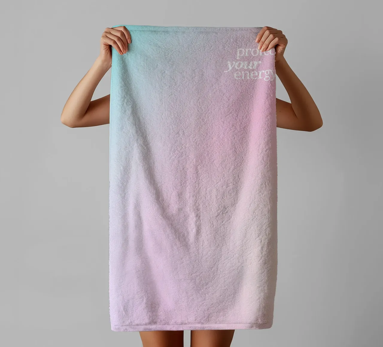 Protect Your Energy Pastel Aura Gradient Print towel by homdeco