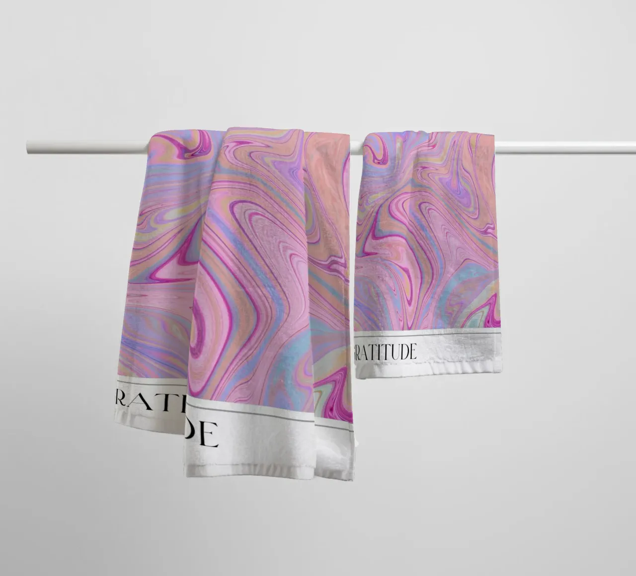 Dankbaarheid Marmer Werveling Pastel Kleurverloop Kunstdruk badhanddoek van homdeco