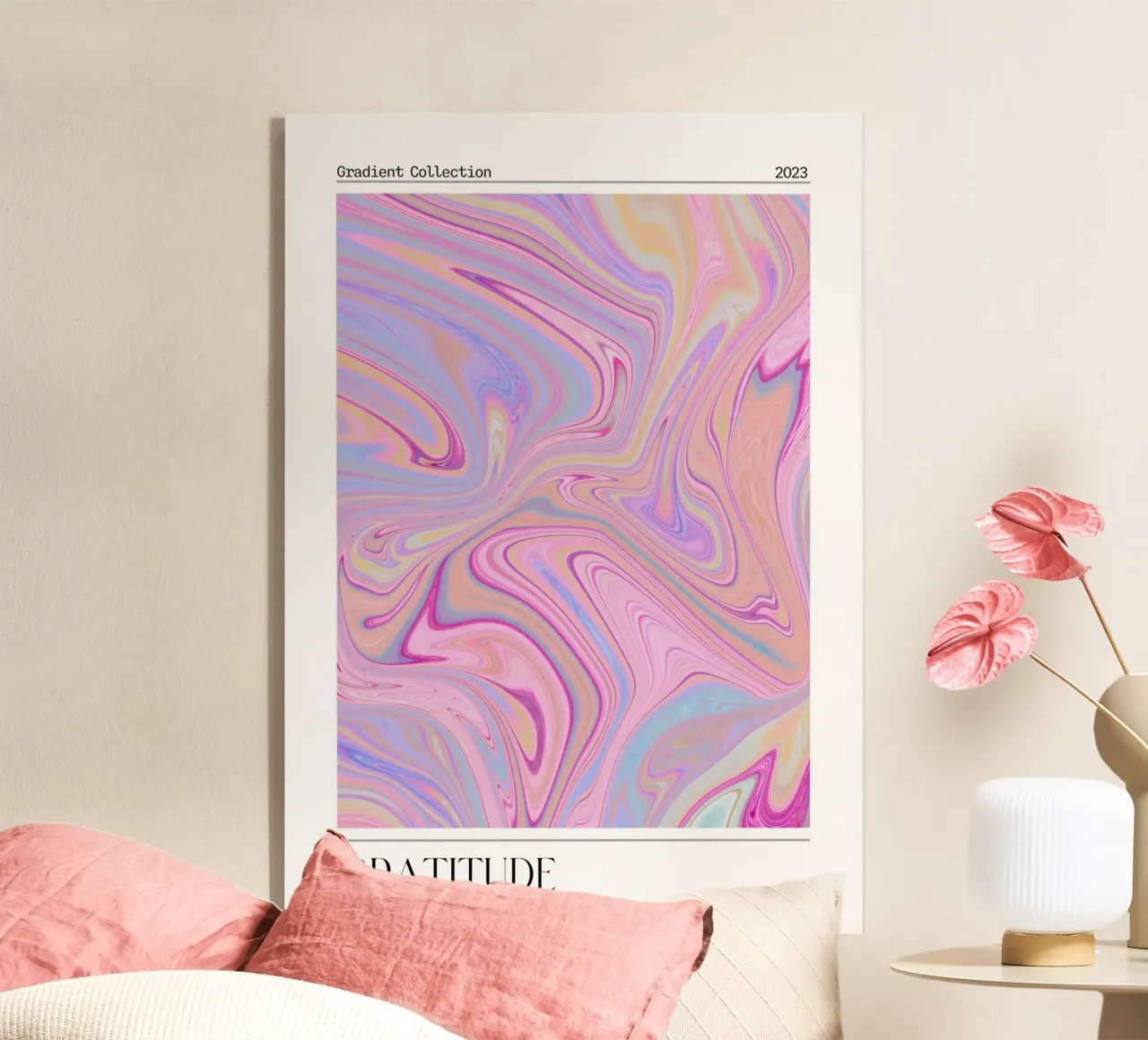 Gratitude Marble Swirl Pastel Gradient Art Print acrylic glass by homdeco