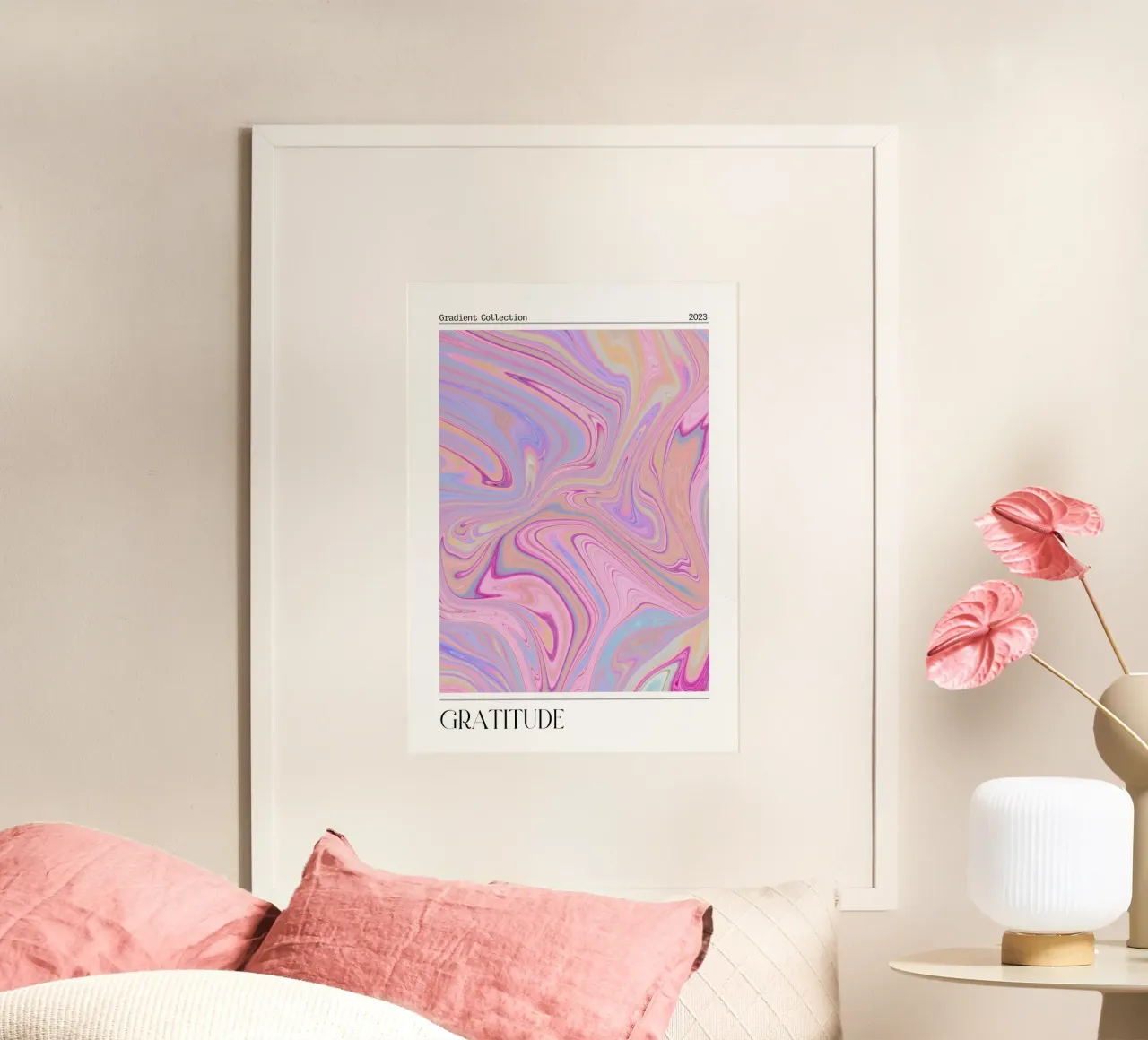 Dankbaarheid Marmer Werveling Pastel Kleurverloop Kunstdruk hahnemühle van homdeco