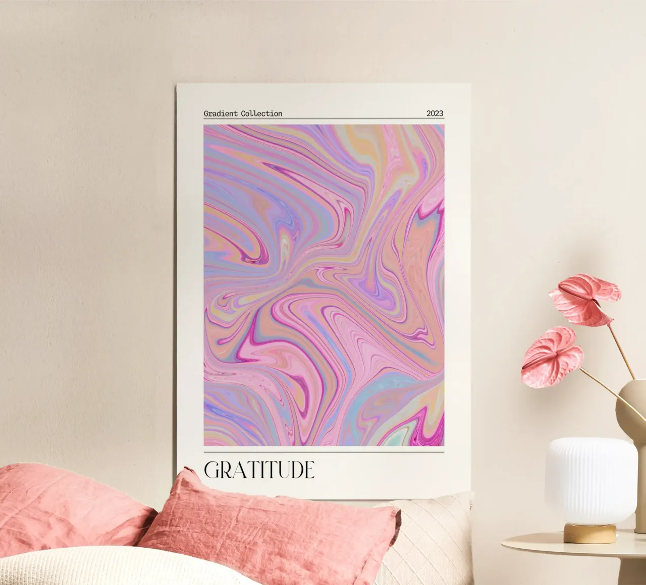 Dankbaarheid Marmer Werveling Pastel Kleurverloop Kunstdruk hahnemühle van homdeco