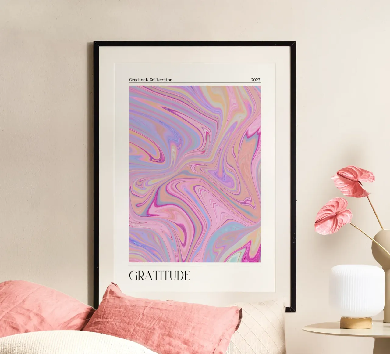 Dankbaarheid Marmer Werveling Pastel Kleurverloop Kunstdruk hahnemühle van homdeco