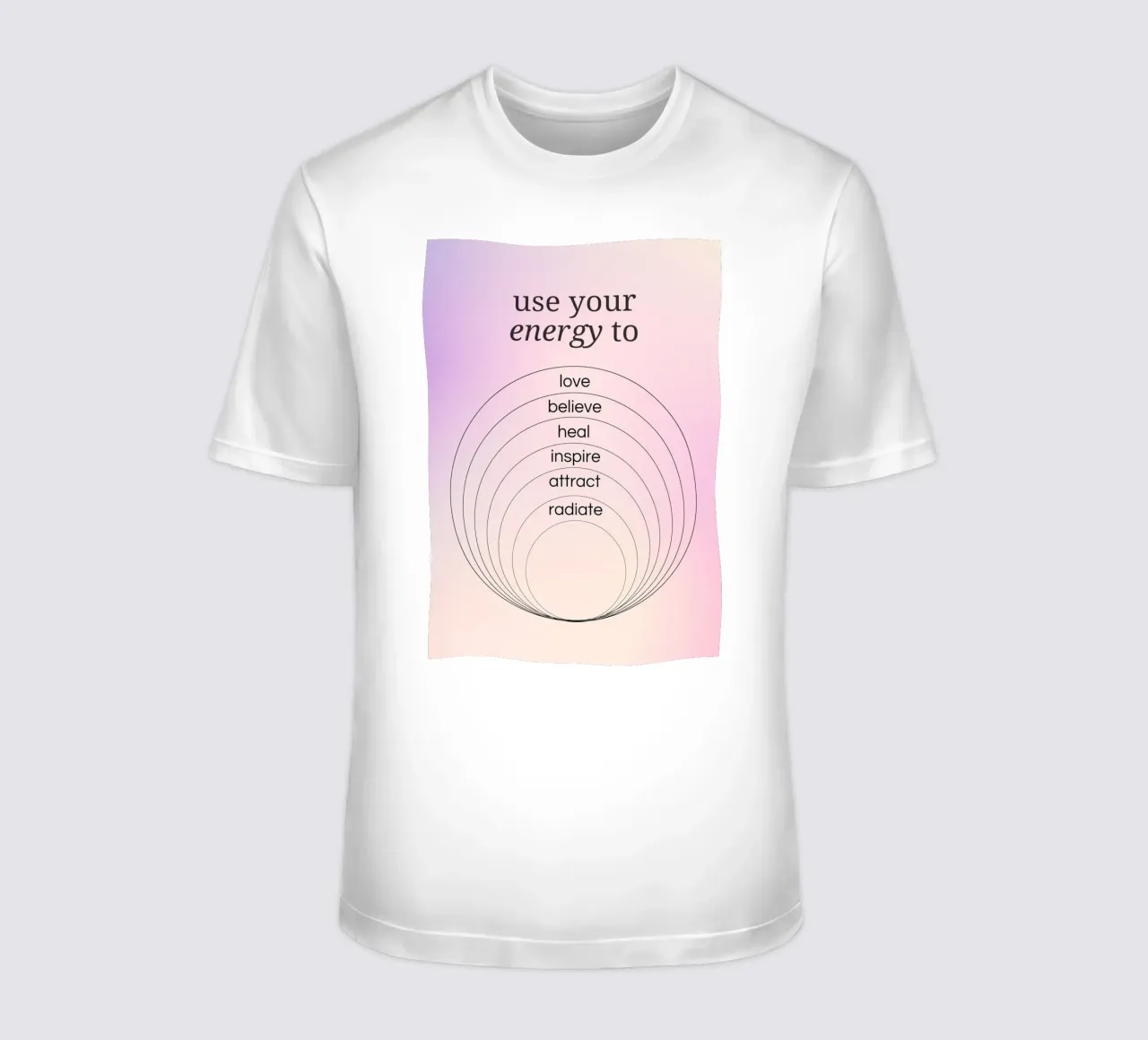Use Your Energy For Good - Aura Gradient Print t-shirt by homdeco