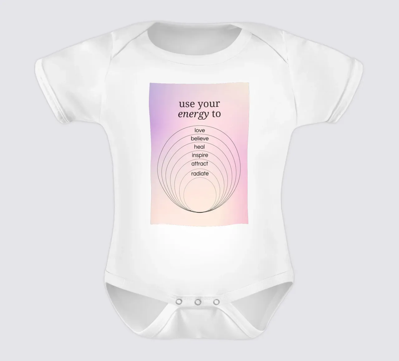 Use Your Energy For Good - Aura Gradient Print short-sleeve baby romper by homdeco