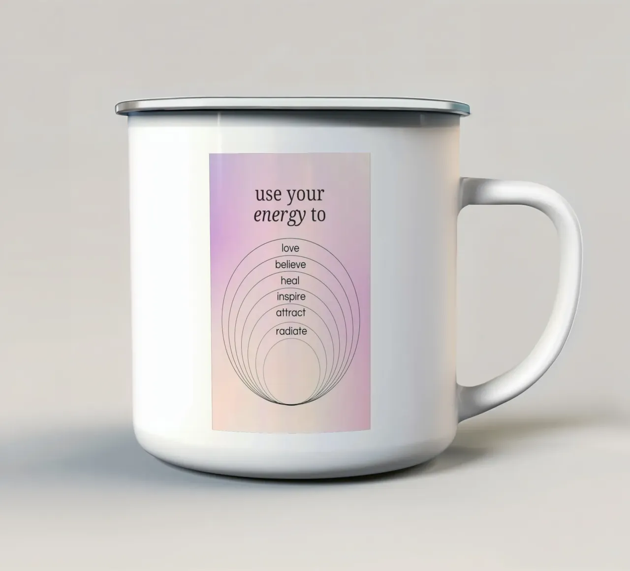 Use Your Energy For Good - Aura Gradient Print enamel mug by homdeco