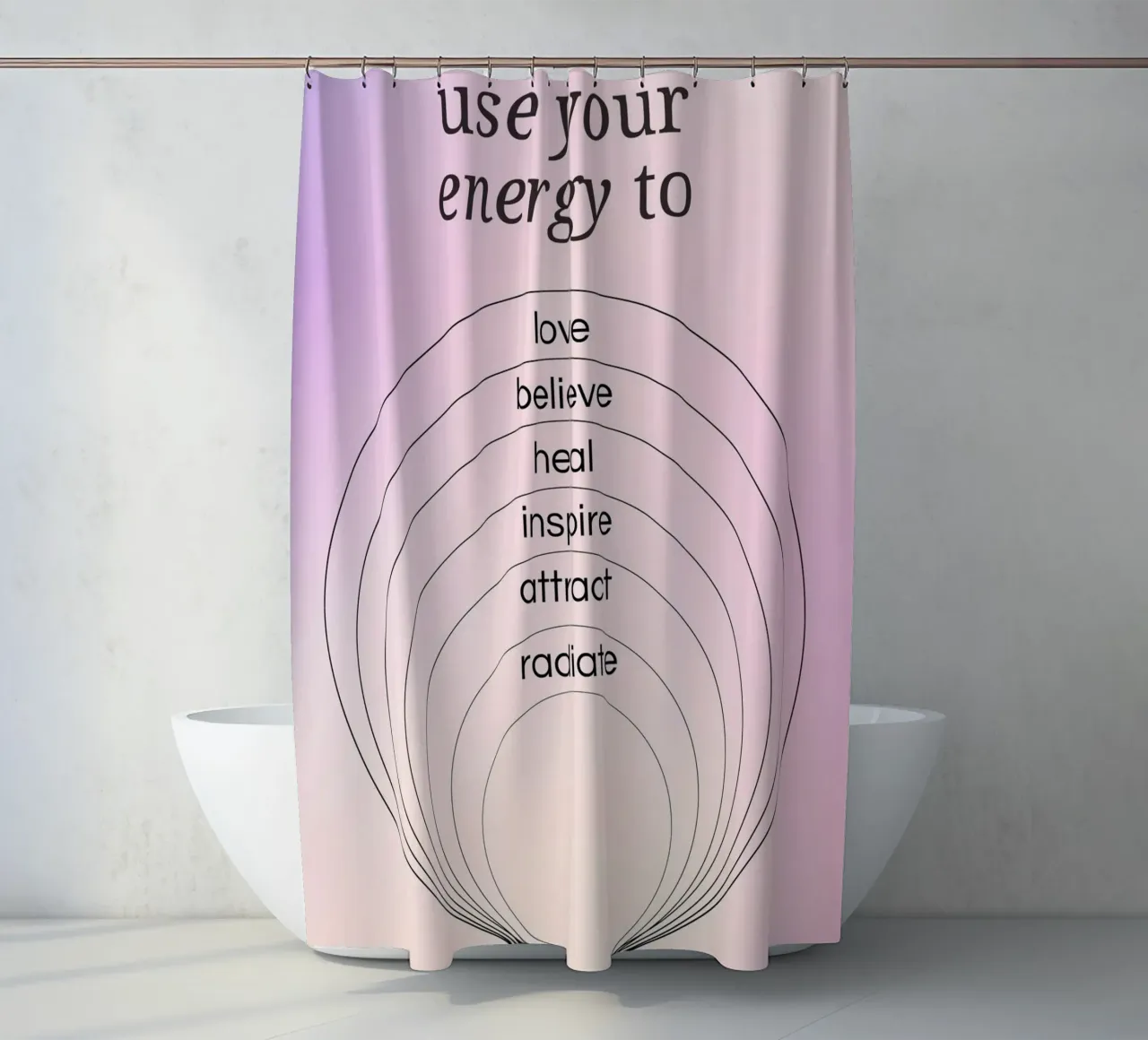 Use Your Energy For Good - Aura Gradient Print shower curtain by homdeco