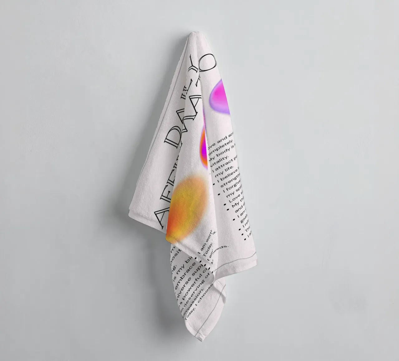Daily Affirmations Aura Spheres Print - Manifestation Art towel by homdeco