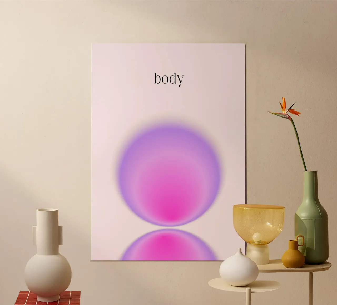 Corpo Aura Riflesso Rosa Viola Stampa Gradiente poster con telaio in alluminio da homdeco