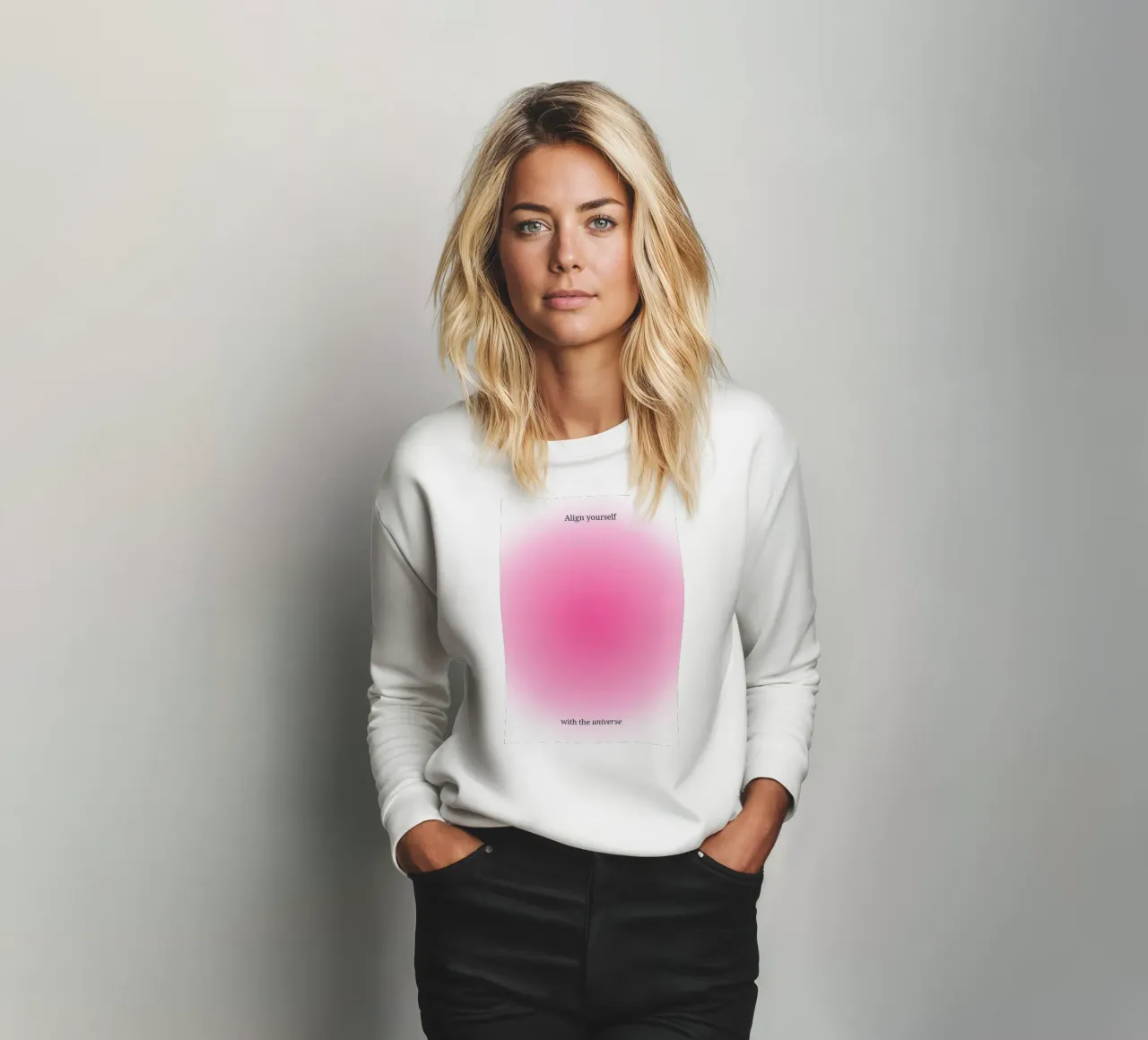 Align Yourself With Universe - Estampado Gradiente Aura Rosa sudadera de homdeco
