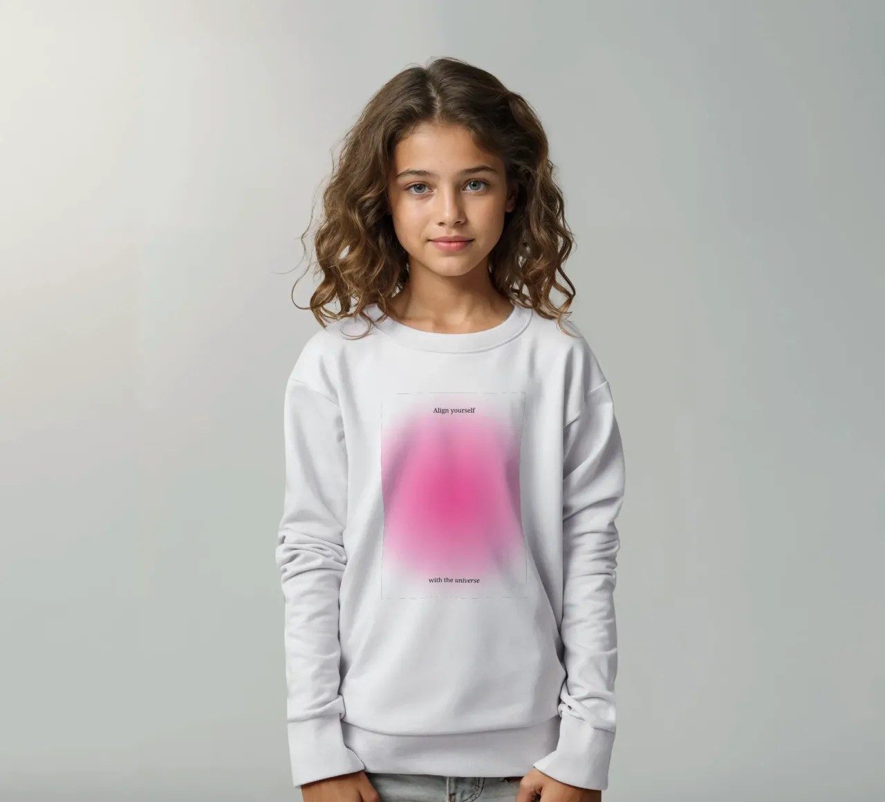Align Yourself With Universe - Estampado Gradiente Aura Rosa sudadera para niño de homdeco