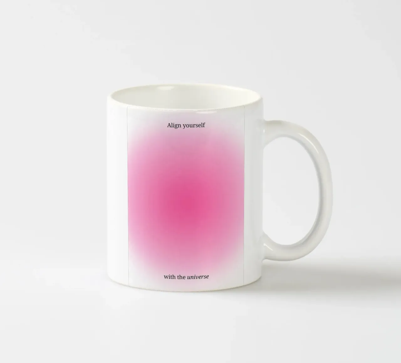 Align Yourself With Universe - Estampado Gradiente Aura Rosa taza de cerámica de homdeco