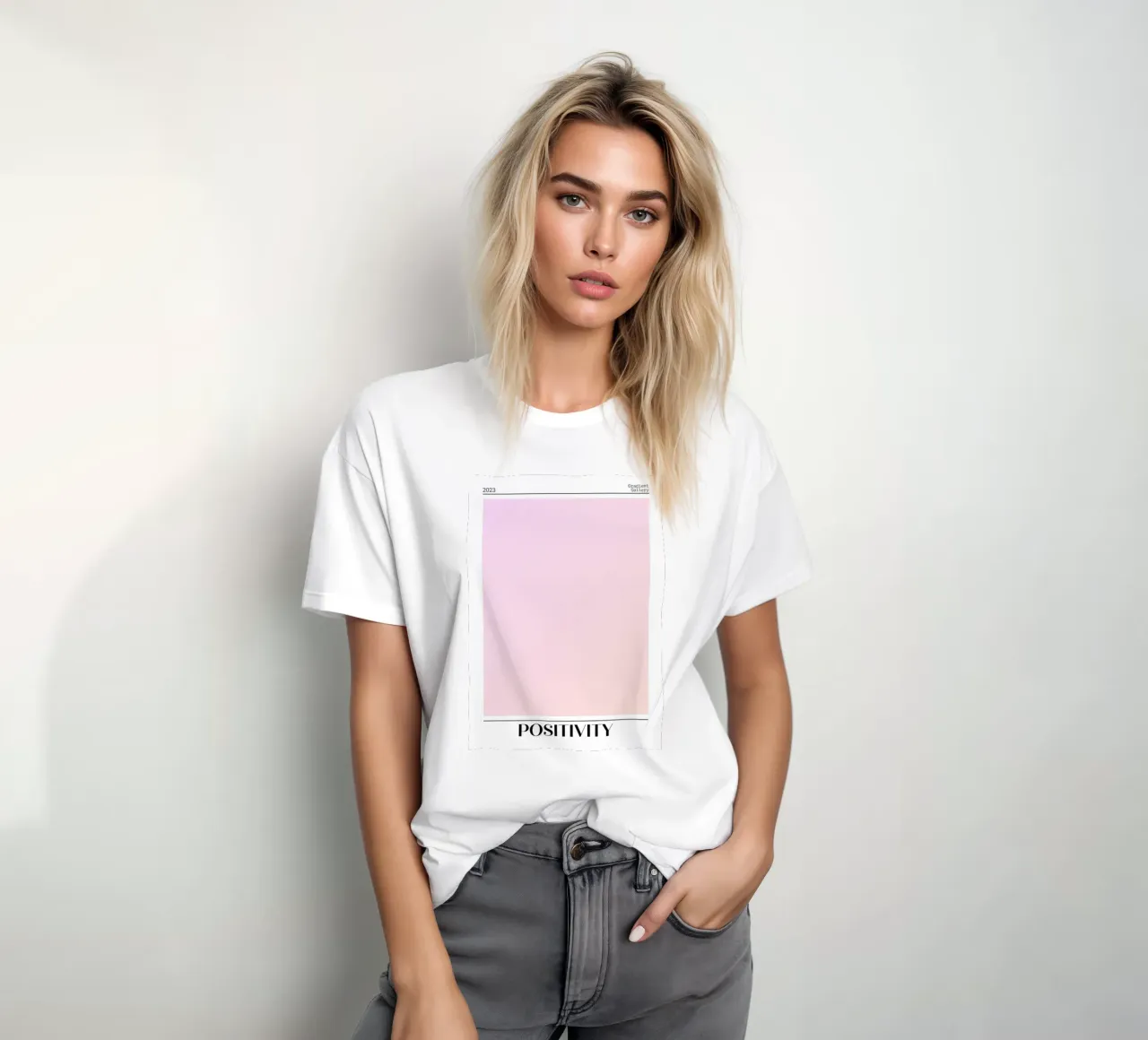 Gradient Gallery 2023 - Positivité Rose Peach Ombre Print t-shirt de homdeco