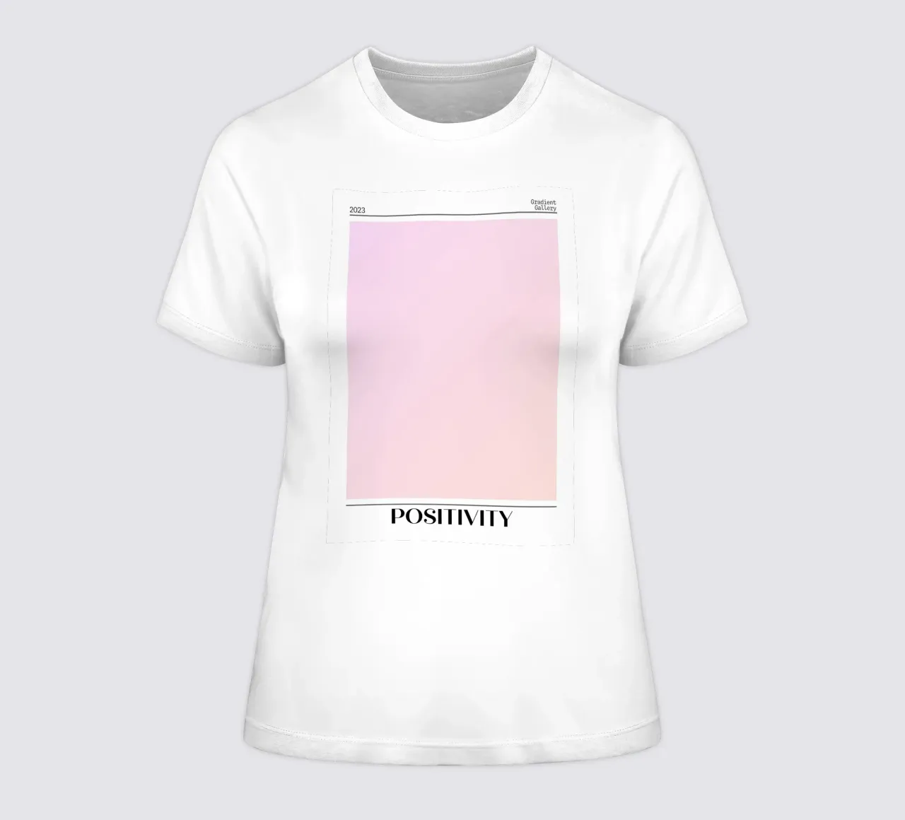 Gradient Gallery 2023 - Positivité Rose Peach Ombre Print t-shirt ajusté pour femmes de homdeco