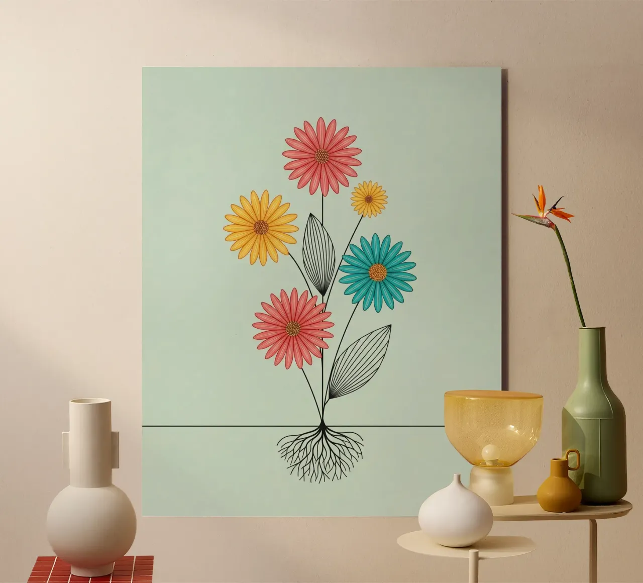 Floral bauhaus #078: Rooted in Joy alluminio dibond da Zen Design