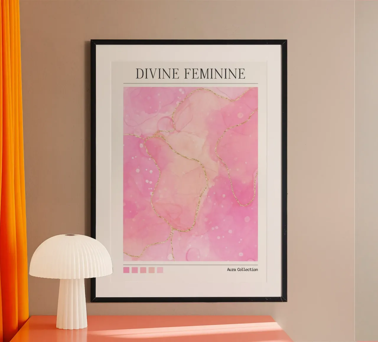 Divine Feminine Gold Pink Aura Art Print hahnemühle by homdeco