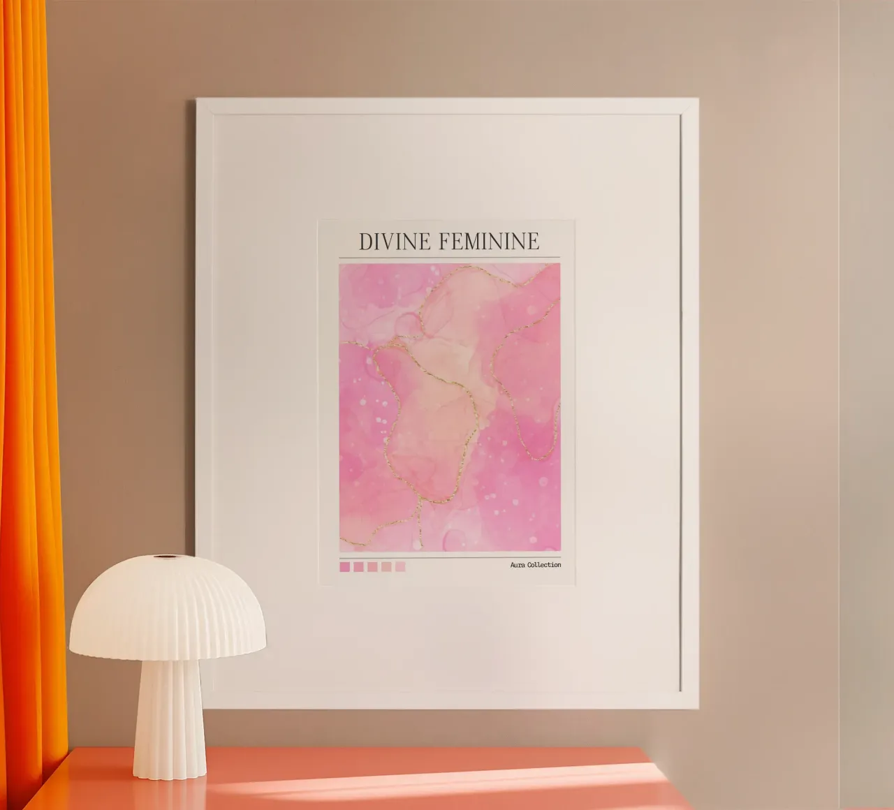 Divine Feminine Gold Pink Aura Art Print hahnemühle by homdeco