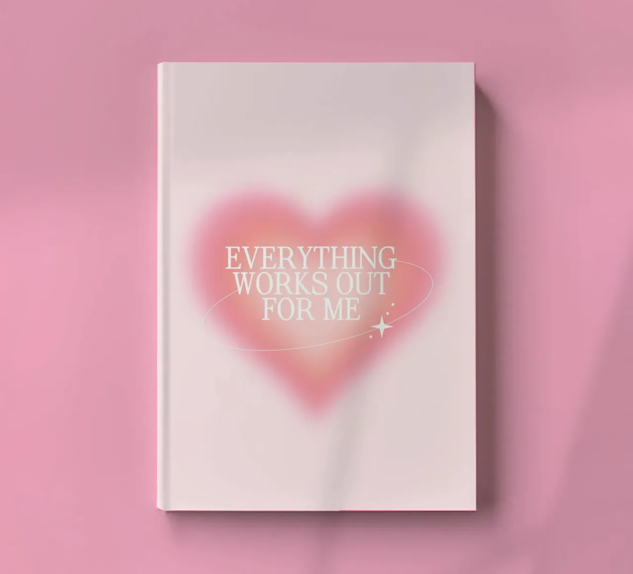 Everything Works Out For Me - Pink Heart Aura Print notebook by homdeco
