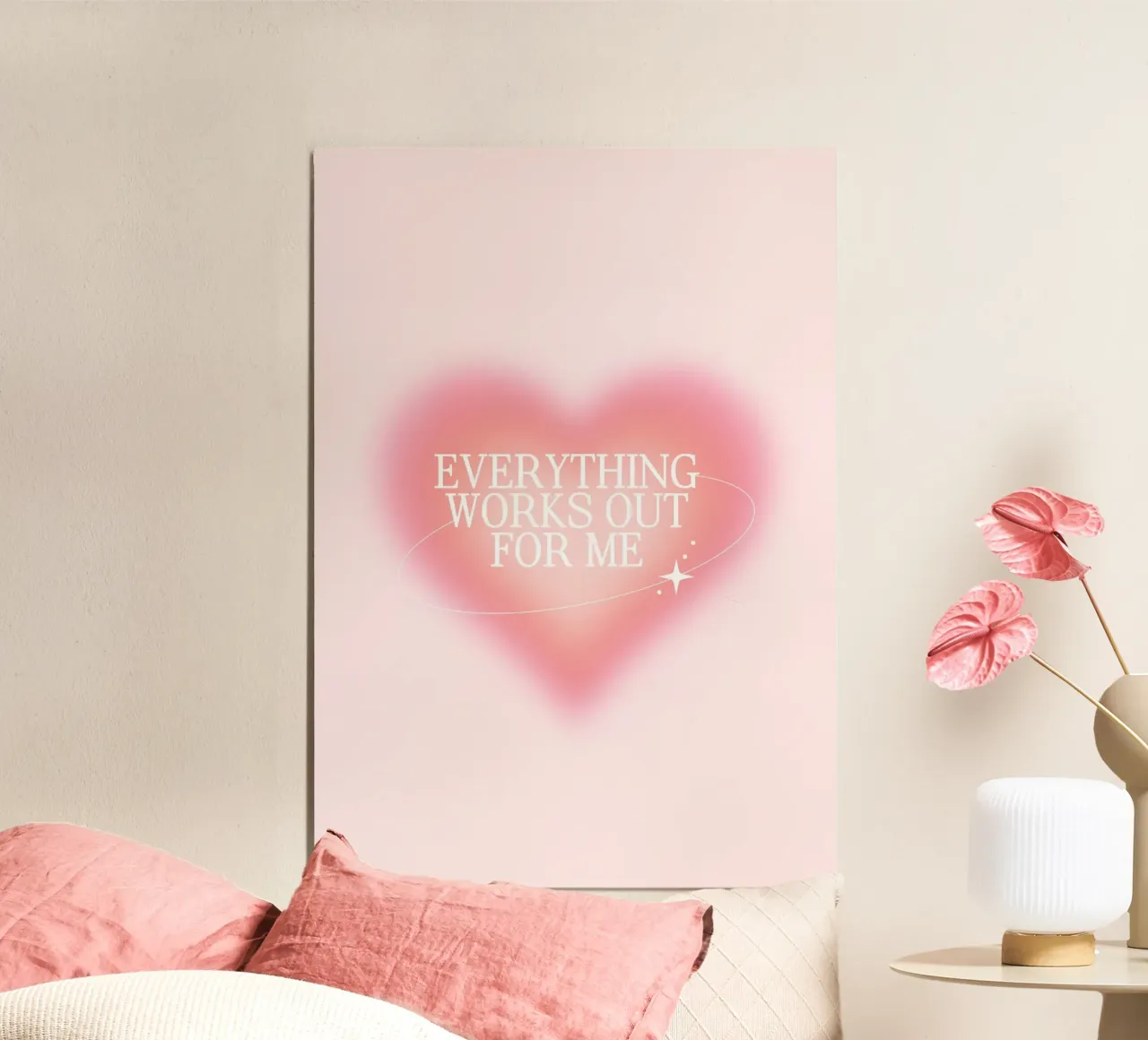 Tutto si risolve per me - Stampa aura cuore rosa poster con telaio in plastica da homdeco