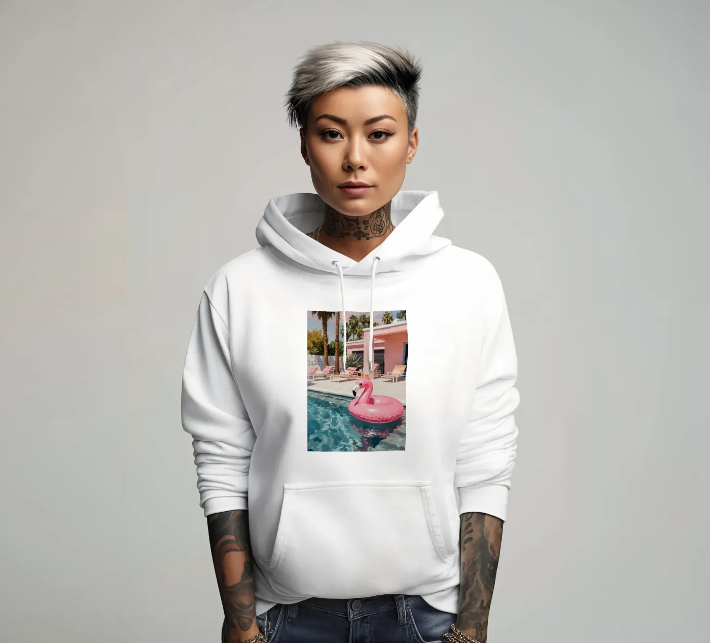 Flamingo Float hoodie by Attaboy Dsgn