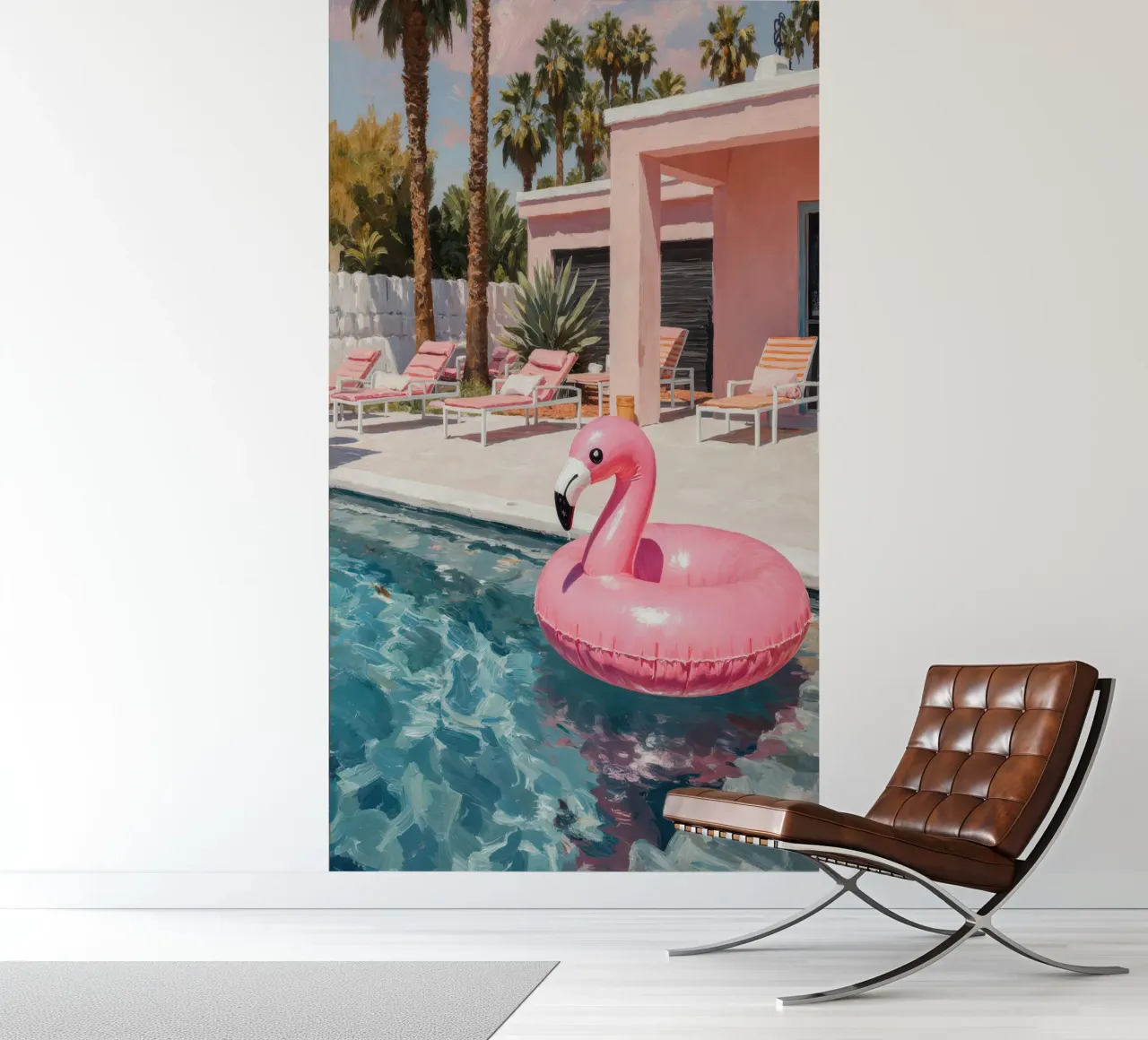 Flamingo Float fotobehang van Attaboy Dsgn