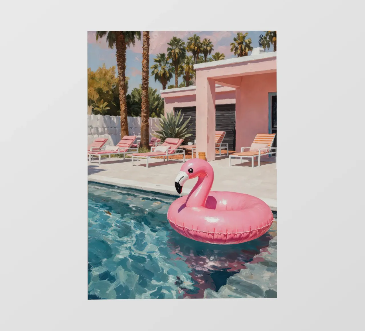 Flamingo Float fotobehang van Attaboy Dsgn