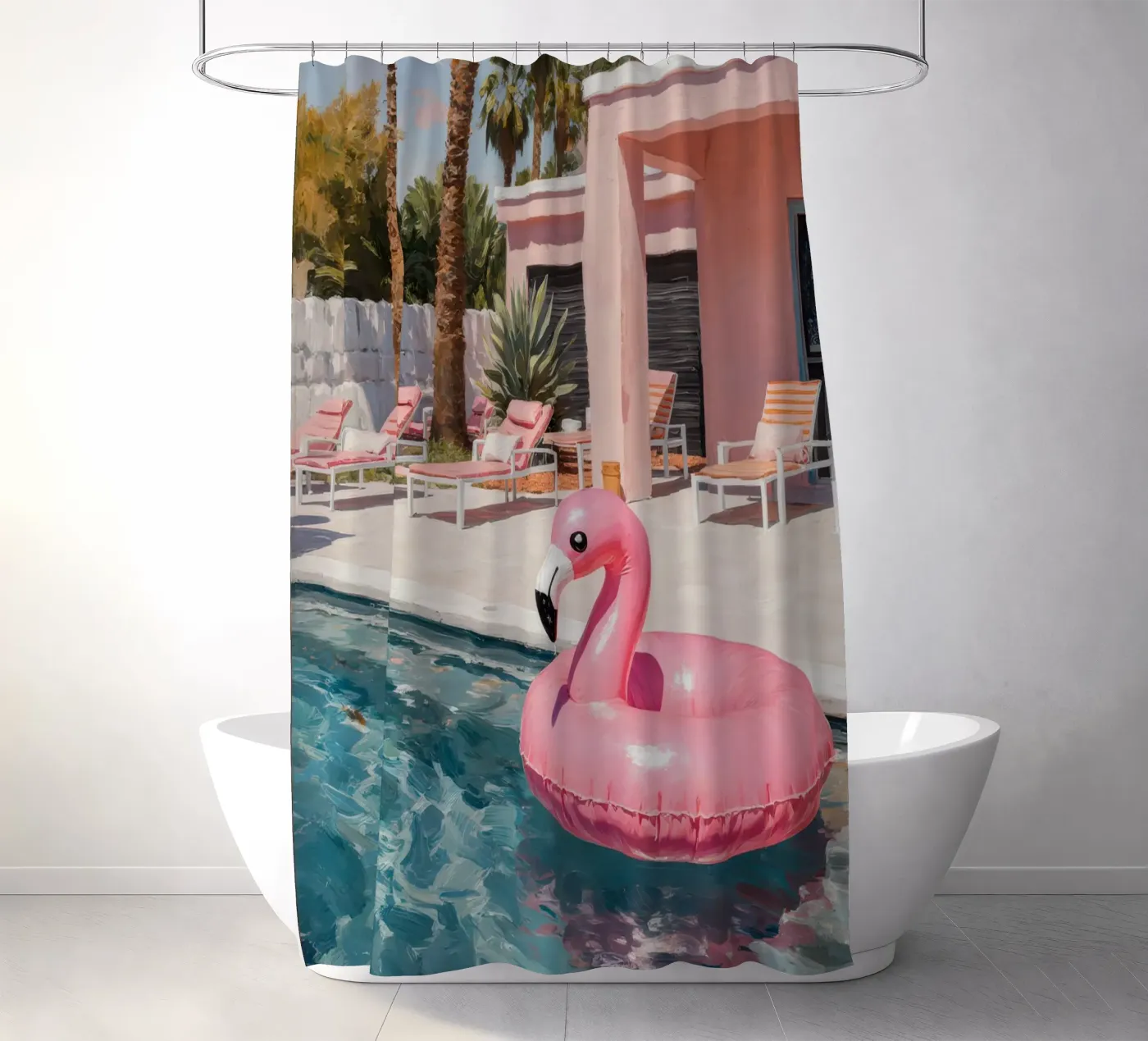 Flamingo Float Duschvorhang von Attaboy Dsgn