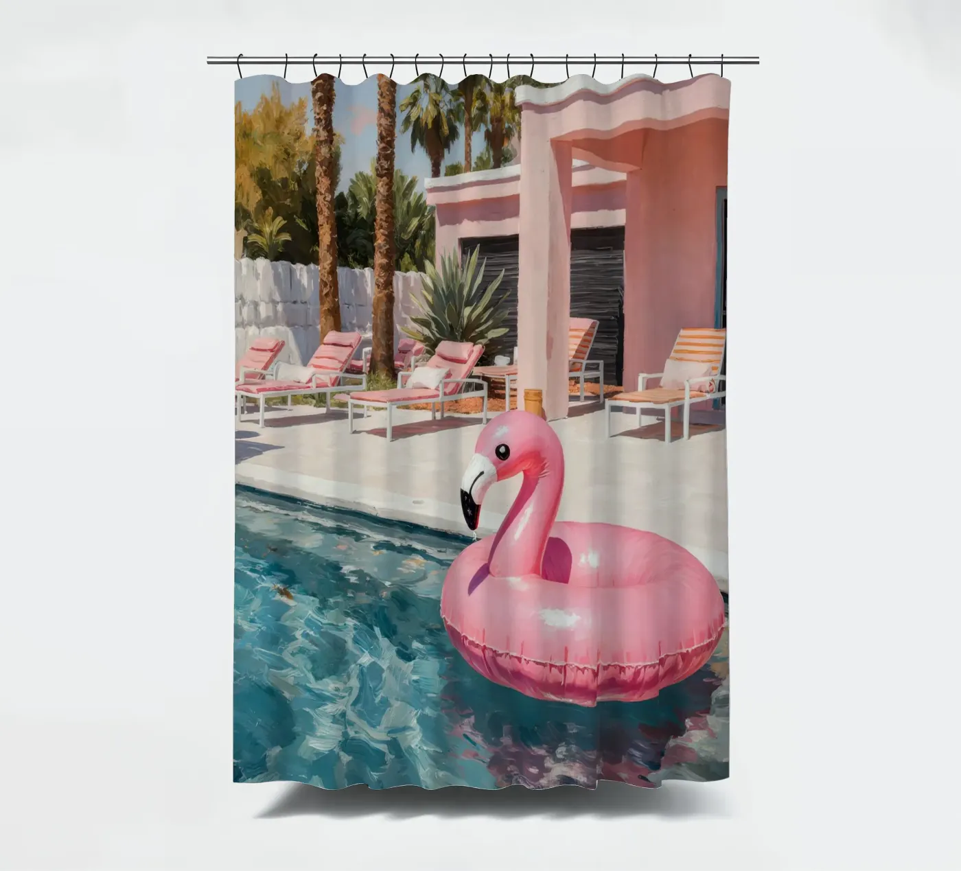 Flamingo Float Duschvorhang von Attaboy Dsgn