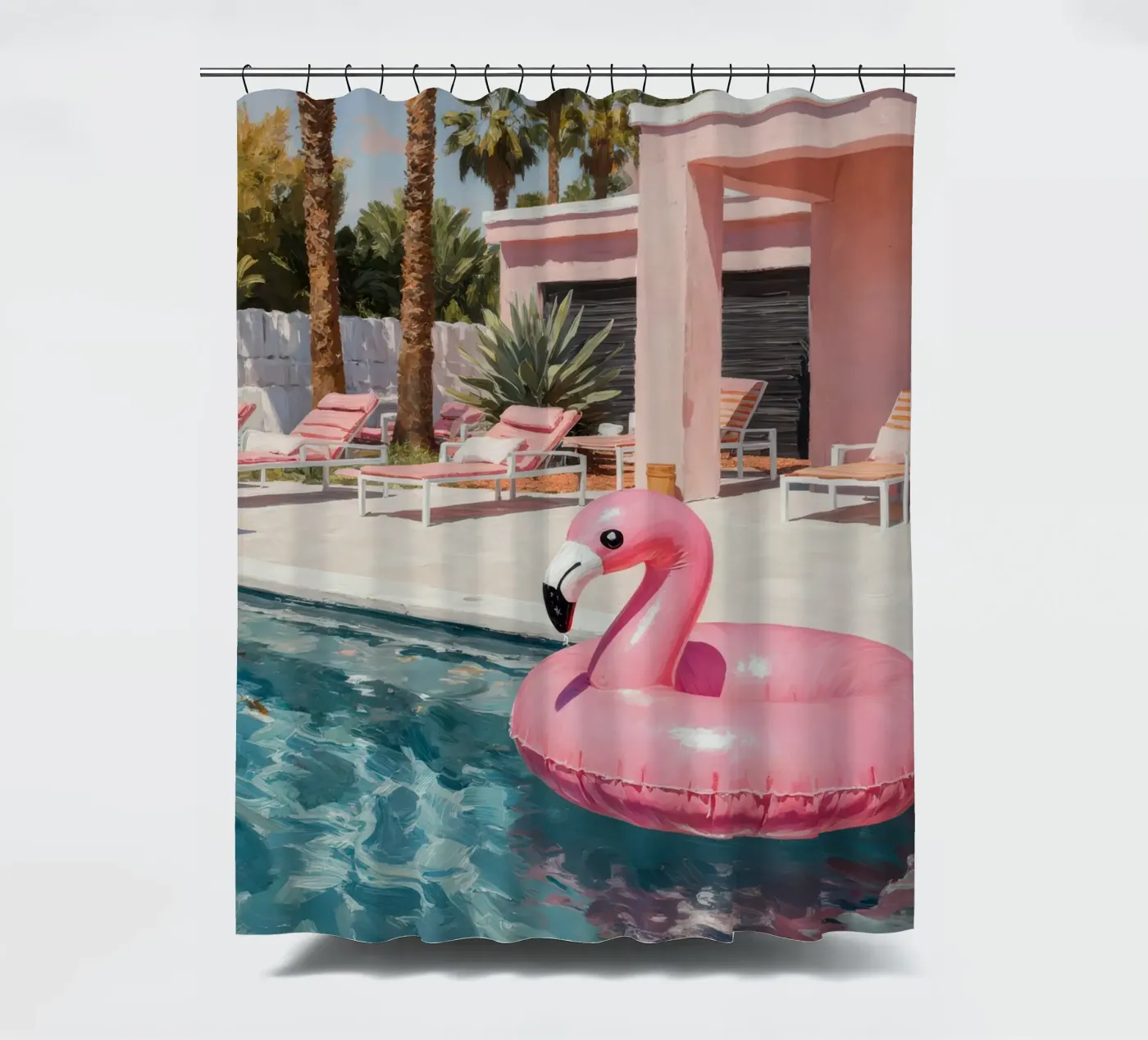 Flamingo Float Duschvorhang von Attaboy Dsgn