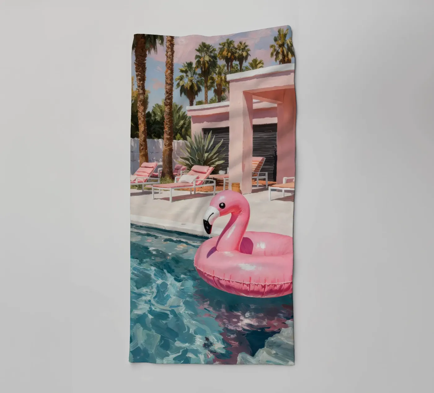 Flamingo Float badhanddoek van Attaboy Dsgn