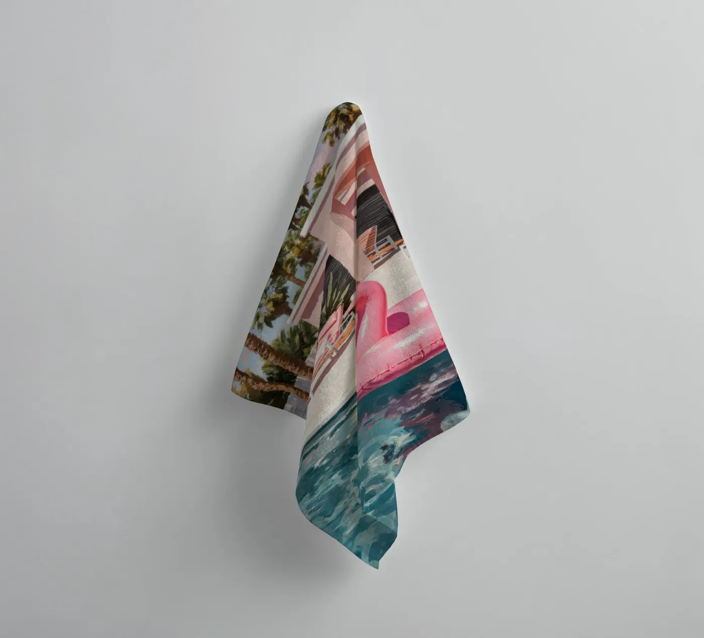 Flamingo Float badhanddoek van Attaboy Dsgn