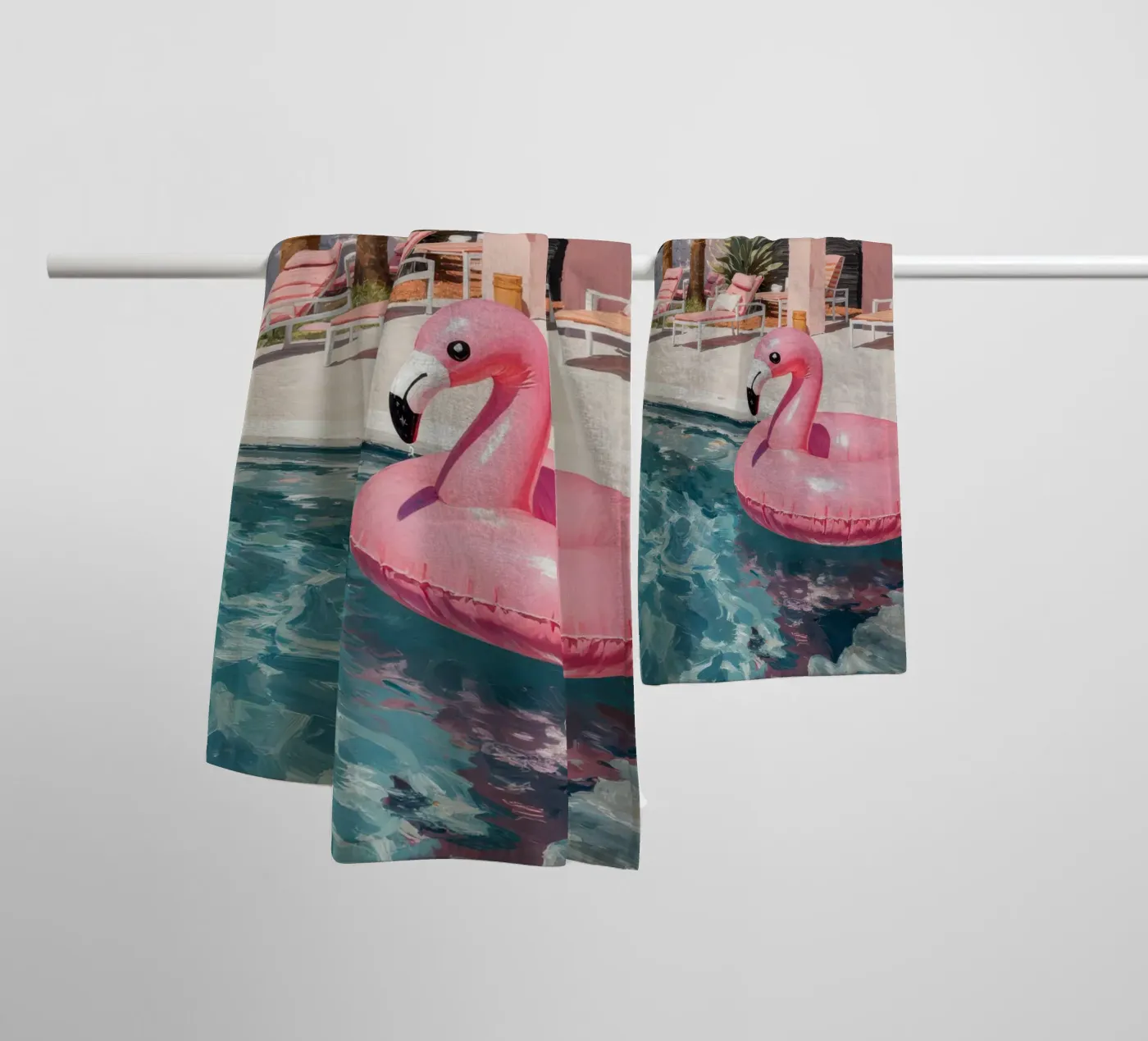 Flamingo Float badhanddoek van Attaboy Dsgn