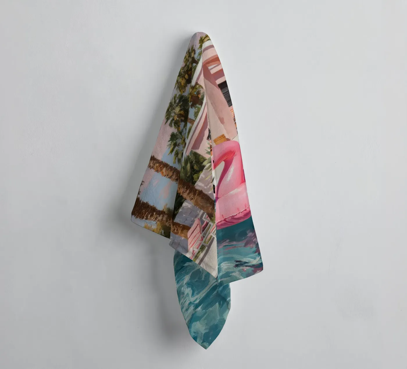 Flamingo Float badhanddoek van Attaboy Dsgn