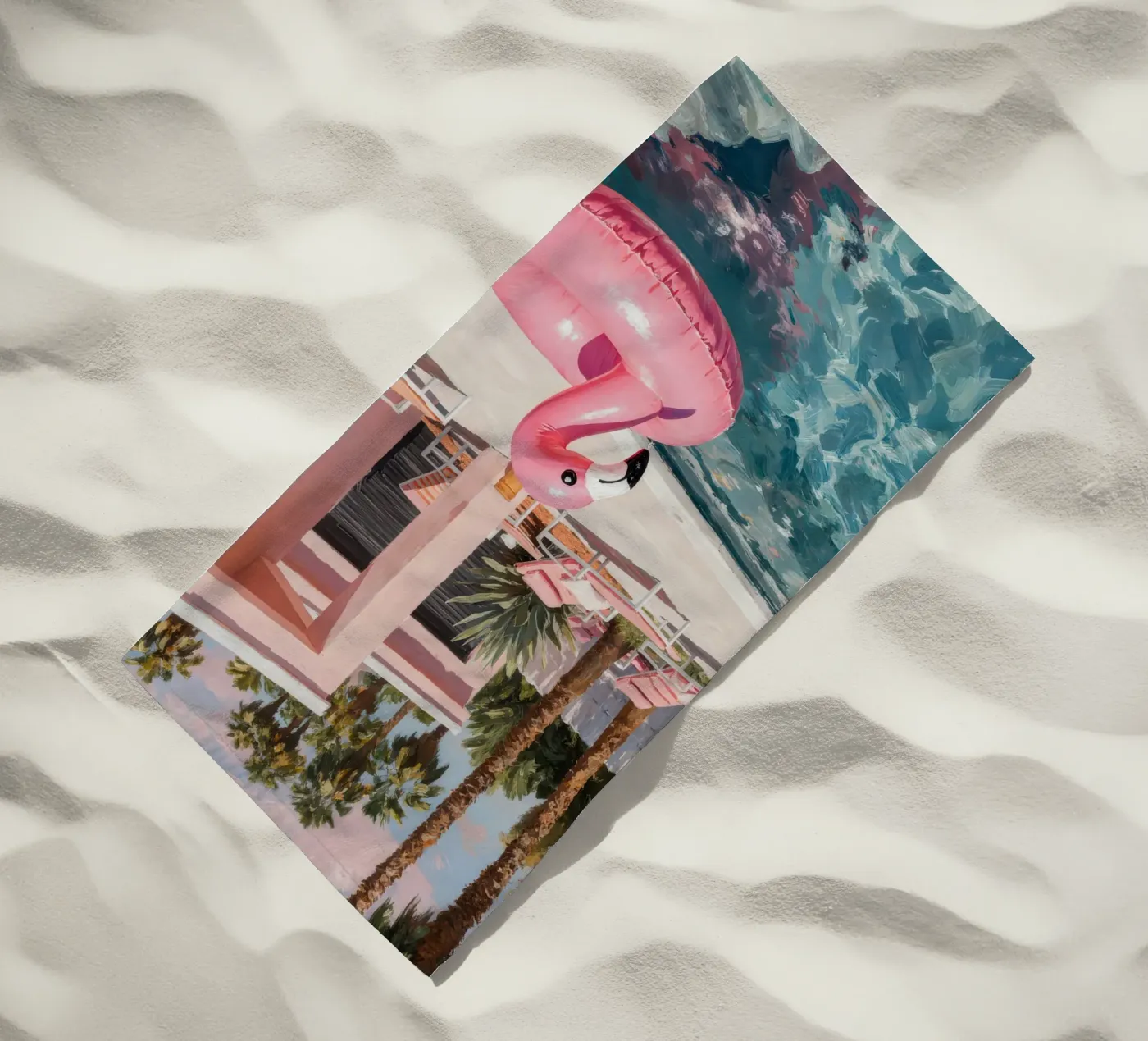 Flamingo Float strandhanddoek van Attaboy Dsgn