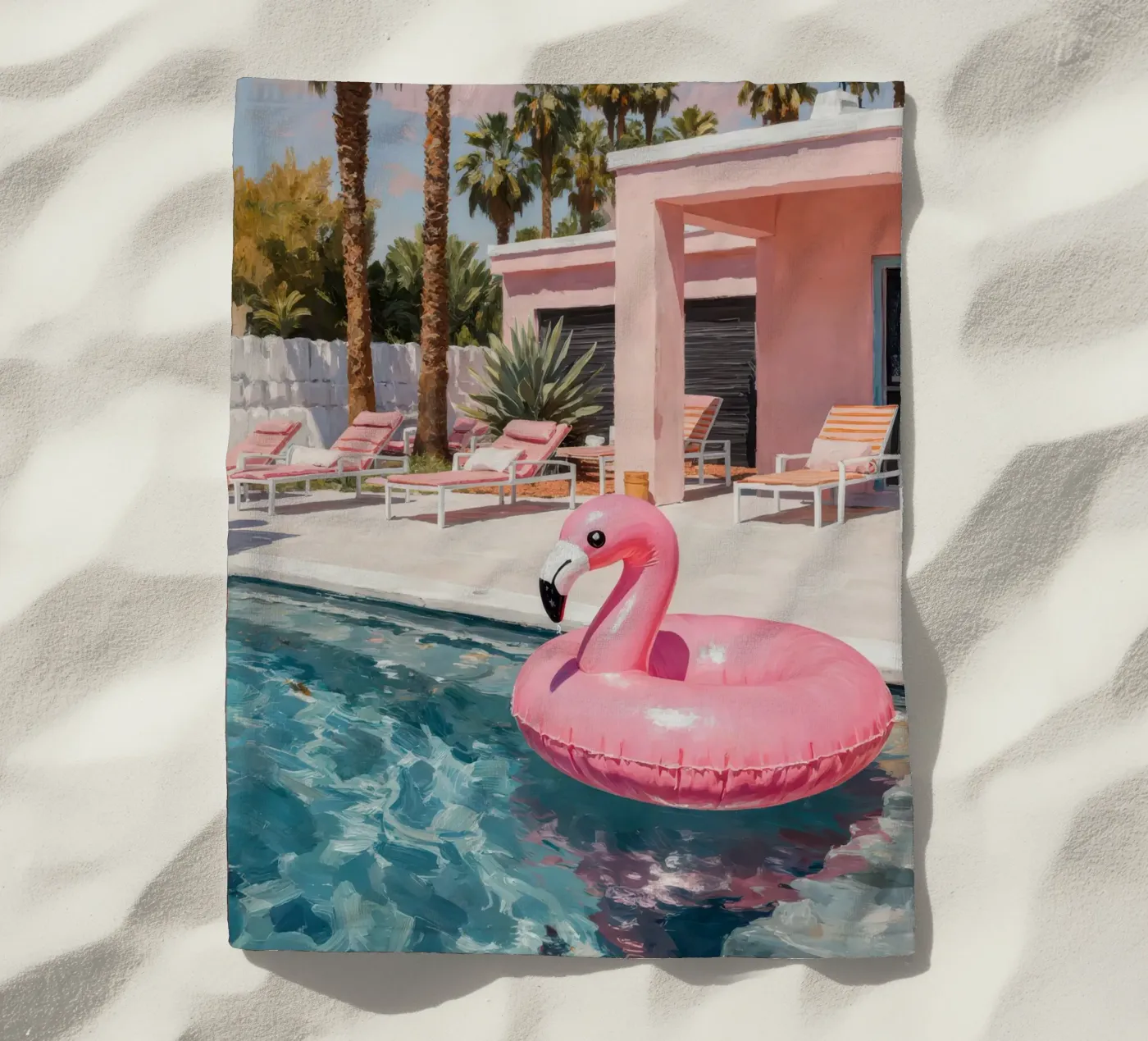 Flamingo Float strandhanddoek van Attaboy Dsgn