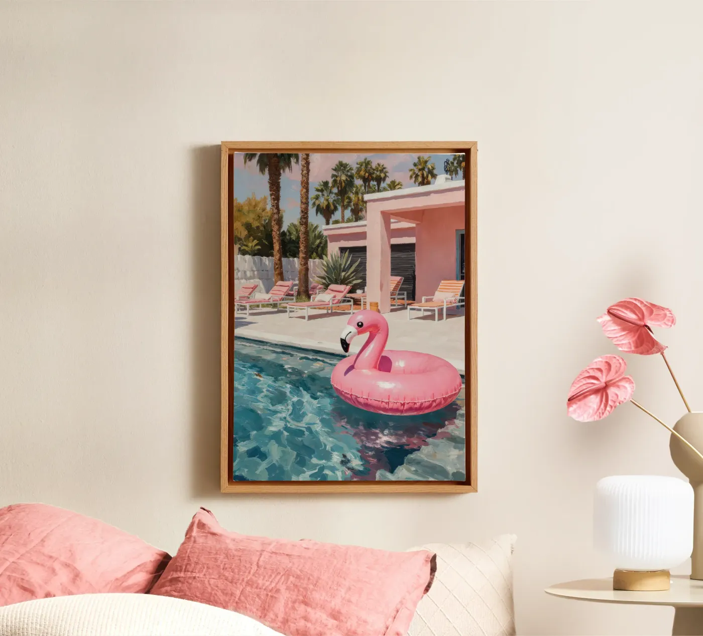 Flamingo Float canvas by Attaboy Dsgn