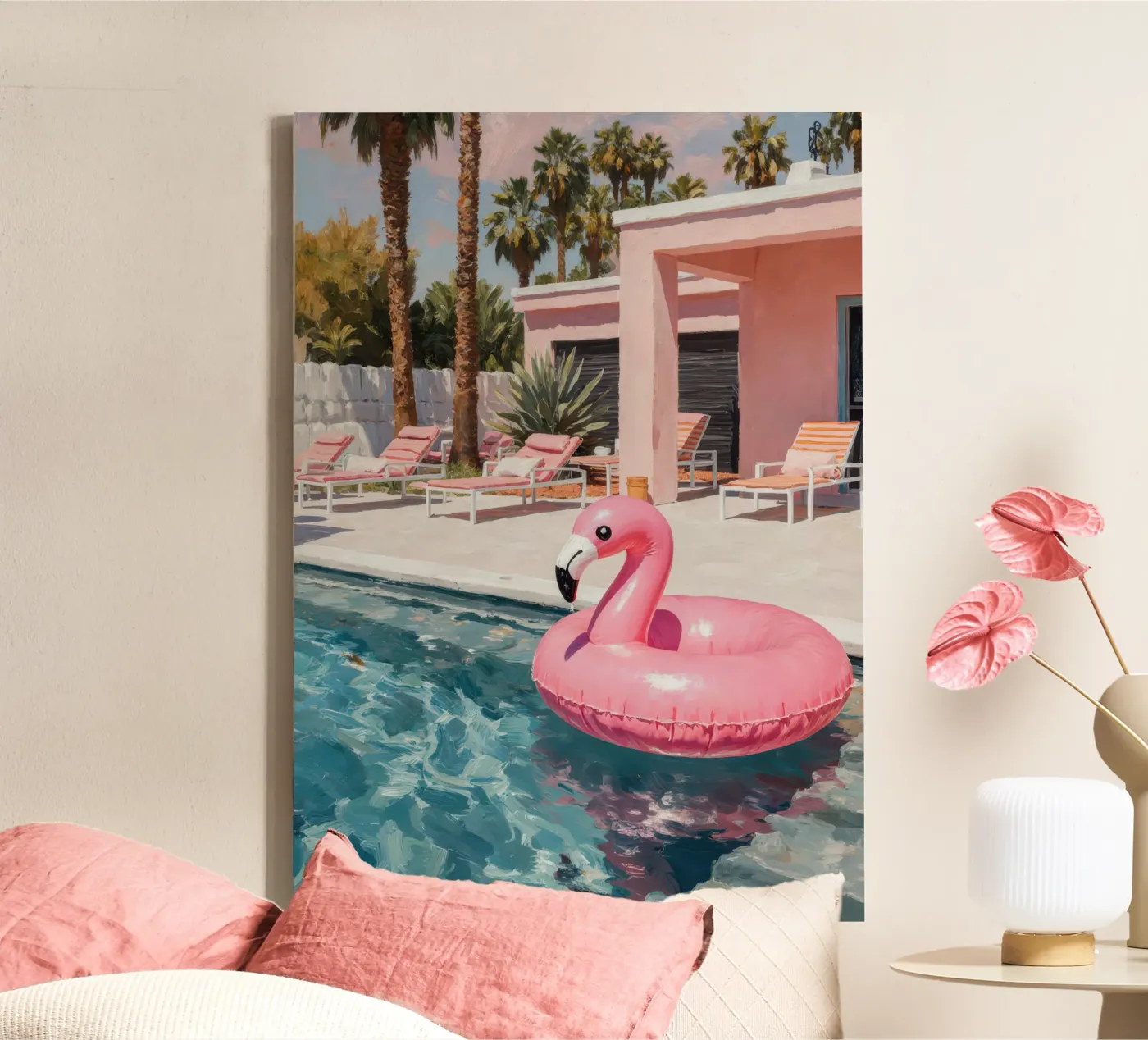 Flamingo Float canvas by Attaboy Dsgn