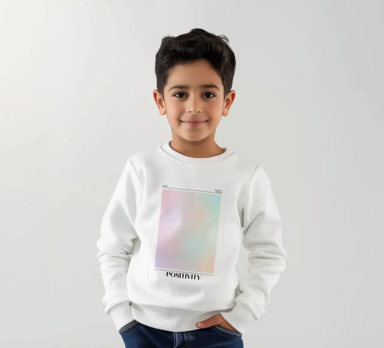 Gradient Gallery 2023 - Stampa Ombre Pastello Positività felpa bambino da homdeco