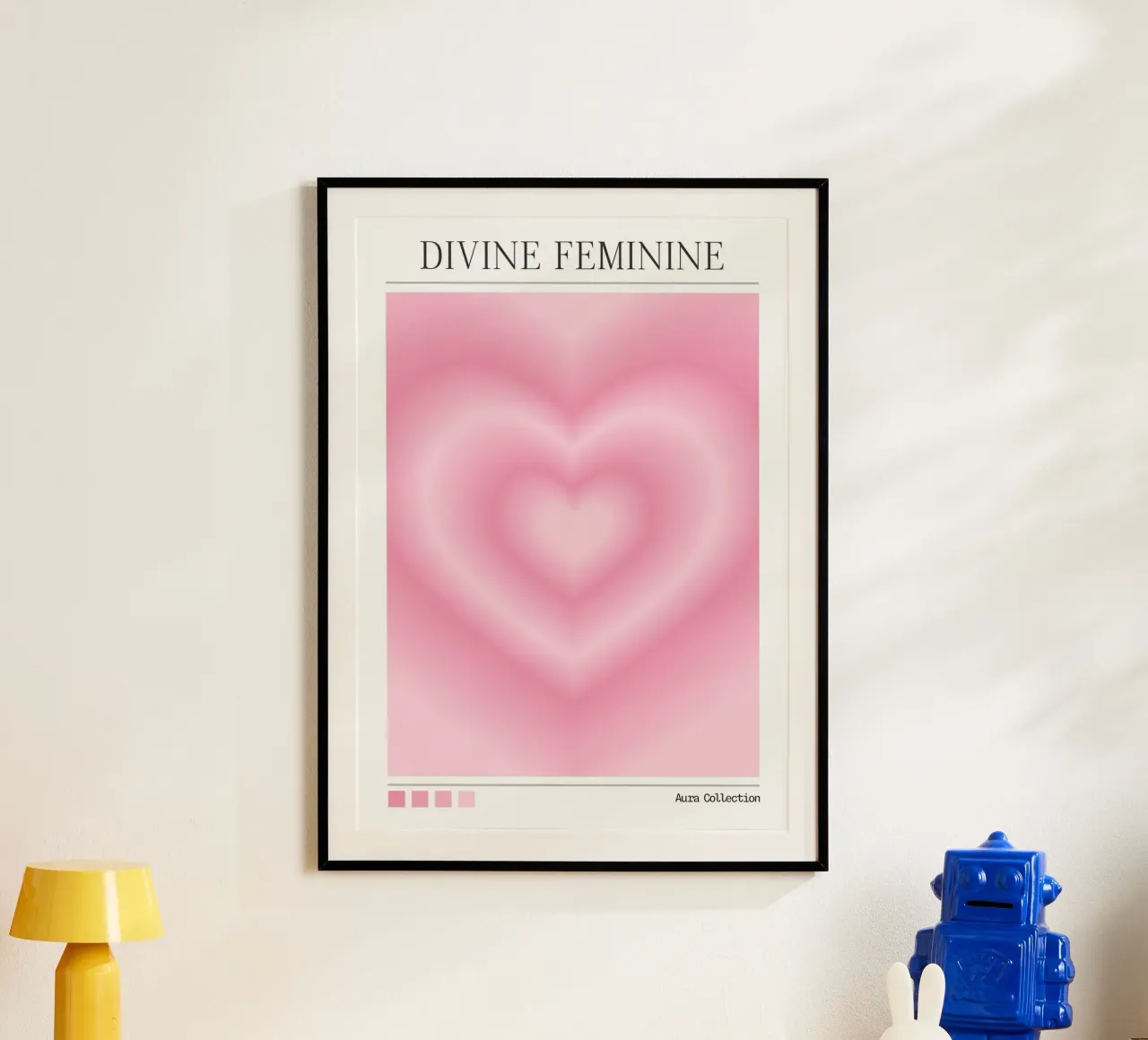 Stampa Aura Cuore Rosa Femminile Divino - Collezione Aura poster con telaio in alluminio da homdeco